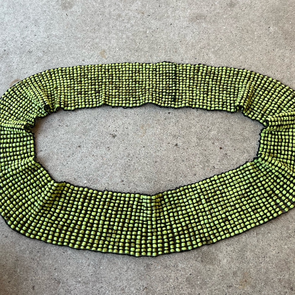 Handmade Green Black Seed Bead Belt Braided Boho Women’s Sz 18” Aztec Boho